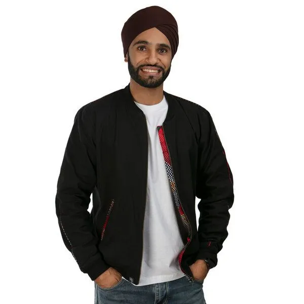 Africulture Africulture Bomberjacke für Männer aus Kenianischem Kikoy und Westafrikanischem Kitenge Stoff, Grün, – Produktbild 2 von 4