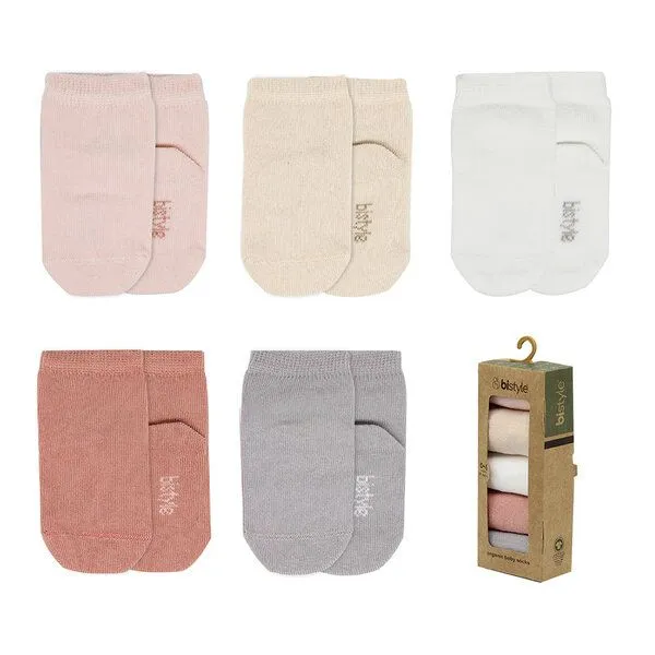 bistyle bistyle Baby-Socken Basic 5er-Pack – Kurzsocken, 0-6 Monate, zertifiziert, hoher Baumwollanteil, Puder mix, – Produktbild 1 von 3