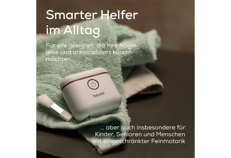 Beurer Beurer Nagelknipser MP 10, elektrisch, automatisches Schneiden der Nägel, Ideal für Kinder, Senioren und bei eingeschränkter Feinmotorik, Weiß, – Produktbild 6 von 6