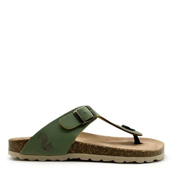 thies Vegane thies ® Eco Bio Thong Sandale aus rec. PET mit Kork-Tieffussbett MEN, Basil, – Produktbild 1 von 4