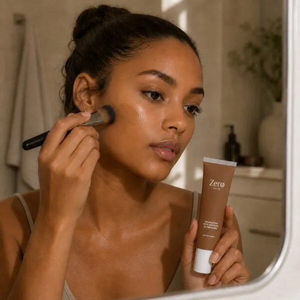 Zero Skin Zero Skin Foundation mit Peptiden, 35 Tan Warm - 30 ml, hydratisierend mit Hyaluronsäure & Aloe Vera, 35 tan warm, – Produktbild 2 von 4