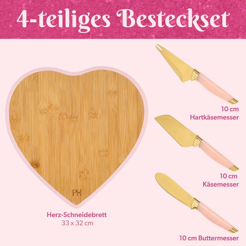 Paris Hilton Paris Hilton Käsemesser-Set inkl. Schneidebrett, 4-teilig – Produktbild 3 von 3