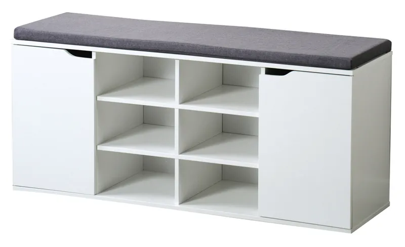 Kesper KESPER Schuhschrank mit Sitzkissen weiß 103 x 48 x 30,5 cm, Grau, – Produktbild 1 von 2