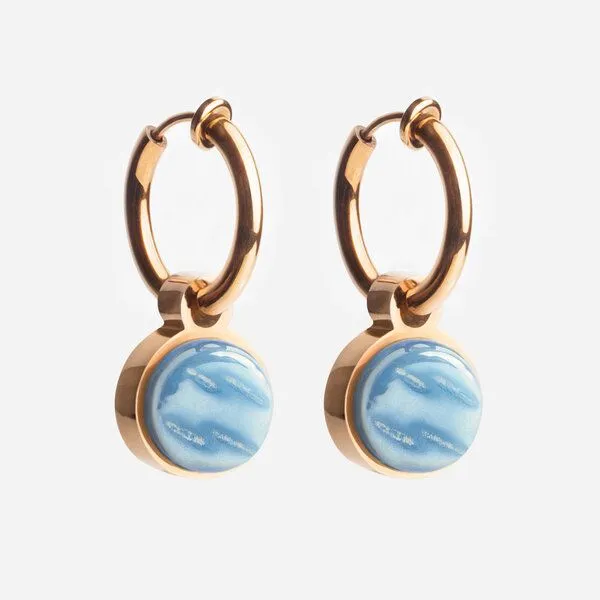 ALEXASCHA ALEXASCHA Roségold Clip Creolen mit Anhänger | Mix & Match, Azurblau, – Produktbild 1 von 4