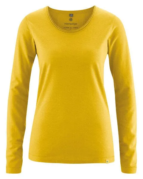 HempAge HempAge Damen Langarm-Shirt Lene Hanf/Bio-Baumwolle, Curry, – Produktbild 1 von 3