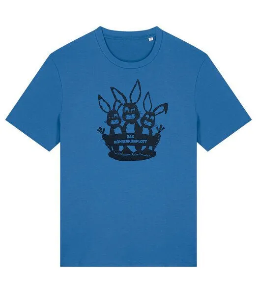 päfjes päfjes Das Hasen Möhrenkomplott - Fair Wear Männer/Unisex T-Shirt, Blau, – Produktbild 2 von 3
