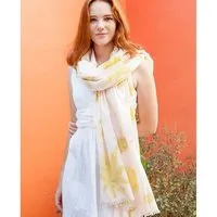 Sundara Sundara Schal aus 100% Bio-Baumwolle – ECO PRINT, Offwhite, – Produktbild 1 von 1