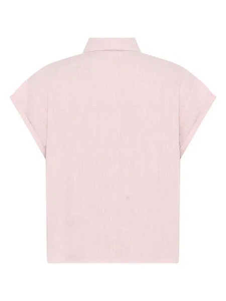 KnowledgeCotton Apparel KnowledgeCotton Apparel ASTER faltbares Kurzarm-Leinenhemd - Bio-Leinen - GOTS/Vegan, Rosa (pale-lilac), – Produktbild 2 von 4