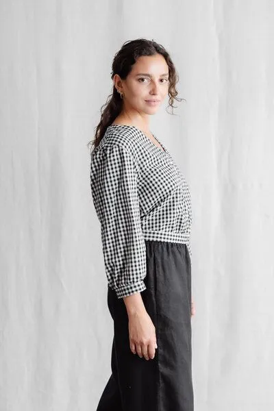 Jyoti - Fair Works Jyoti - Fair Works Bio-Baumwoll Bluse Sahay Kariert, Kariert, – Produktbild 3 von 4