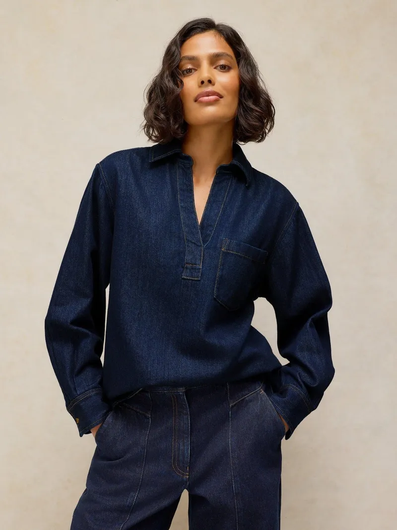 White Stuff White Stuff Lange Jeanstunika Sage, Dunkeldenim, – Produktbild 3 von 4