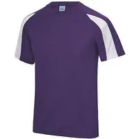 Just Cool Just Cool Contrast Cool T-Shirt Recyceltes Polyester Atmungsaktiv Vegan, Purple/weiss, – Produktbild 1 von 1