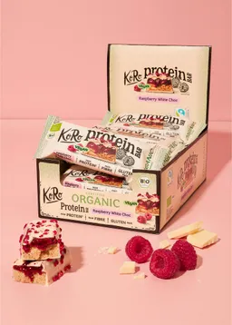 KoRo Vegan Bio Protein Bar Raspberry White Choc | 12 x 45 g – Produktbild 1 von 1