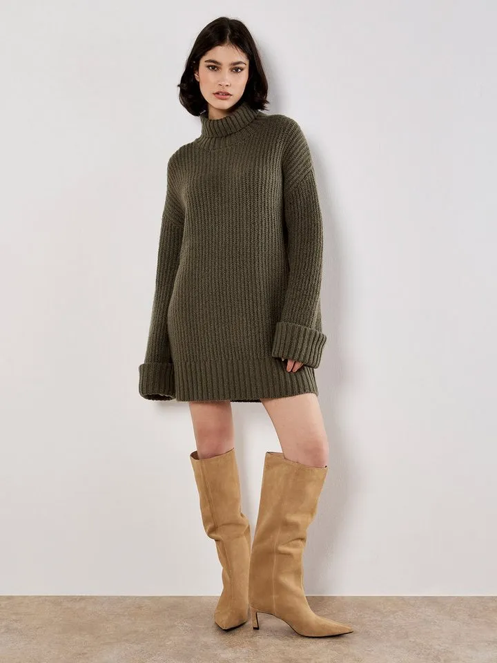 Apricot Apricot Rollkragenpullover Pulloverkleid im Oversized-Stil, Grün, – Produktbild 3 von 4