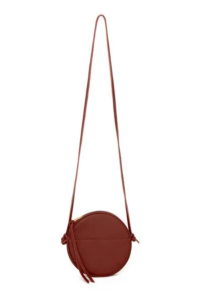 ELEKTROPULLI Kleine Runde Schultertasche MONA aus Leder von ElektroPulli, Weinrot, – Produktbild 1 von 3