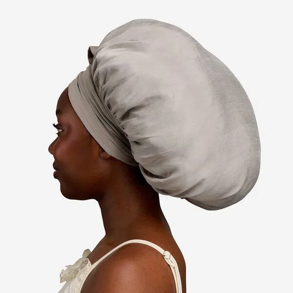 Qupro Qupro Schlafhaube Bonnet L vegane Seide Cupro, Silver grey, – Produktbild 3 von 3
