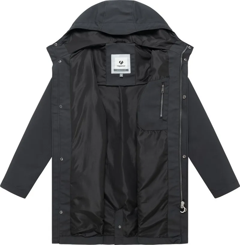 ragwear ragwear Funktionsmantel Mr Them Long Light YOUMODO Funktioneller Übergangsmantel mit Kapuze, Schwarz, – Produktbild 1 von 4