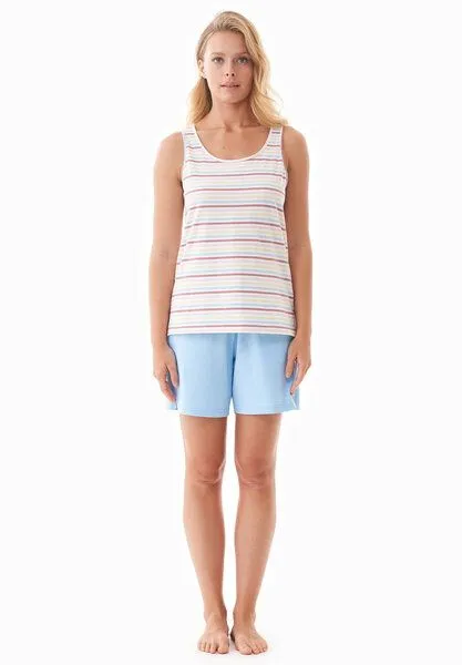 ORGANICATION ORGANICATION STEELLA | Shorts Pyjama-Set aus Bio-Baumwolle, Light blue, – Produktbild 2 von 4