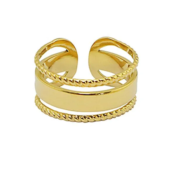 ELEKTROPULLI Größenverstellbarer BOLD TRIPLE Ring ca. Ø 17 - 19mm von Elektropulli, Gold, – Produktbild 1 von 3