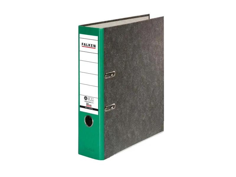 Falken 20 Falken Ordner "Recycling", Wolkenmarmor 250 g/m², DIN A4, RB 80 mm, grün – Produktbild 1 von 1