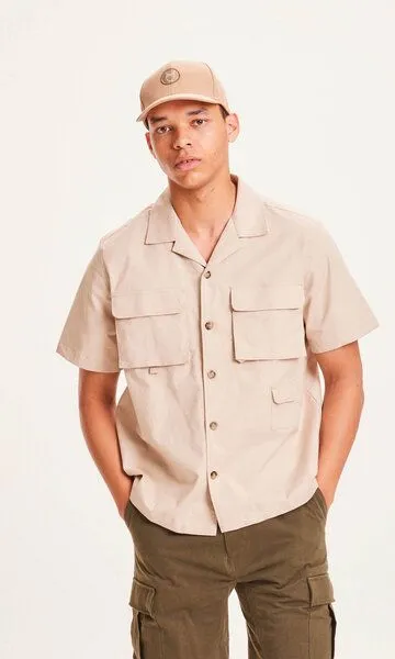 KnowledgeCotton Apparel KnowledgeCotton Apparel Hemd - Wave Canvas aus Bio-Baumwolle, Light feather gray (natur), – Produktbild 1 von 3