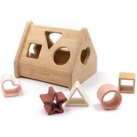 Bamboom Steckspiel aus Bambusholz mit 5 Silikonformen pink Maße 17 x 13,5 x 13 cm, Natur, pink, – Produktbild 1 von 1