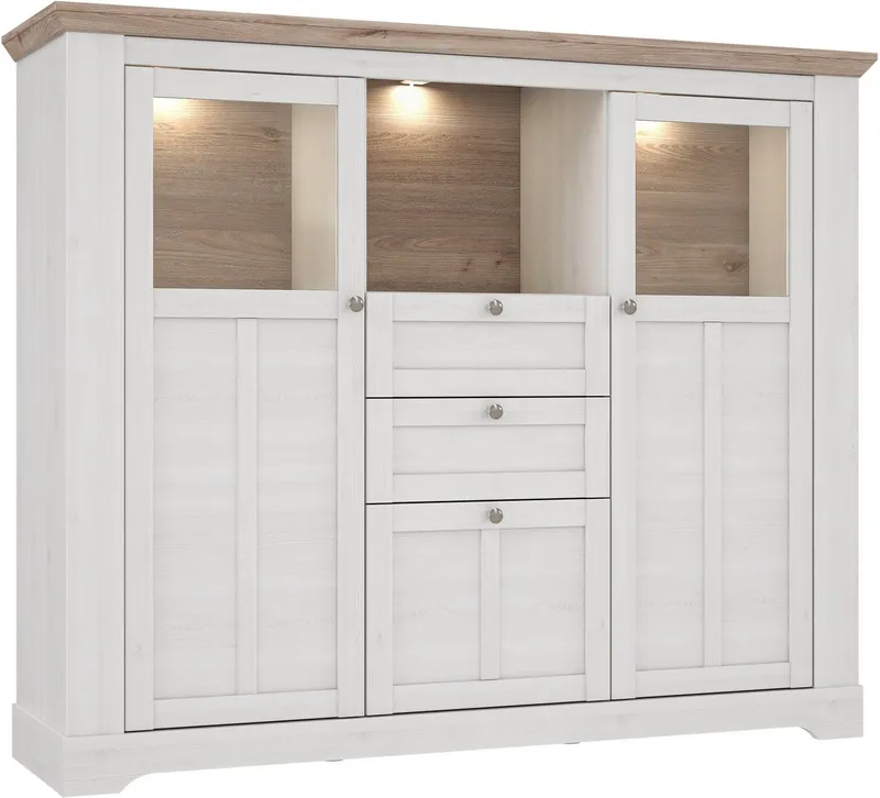 FORTE Highboard Iloppa, Höhe ca. 136 cm, Weiß, – Produktbild 2 von 5