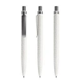 prodir prodir® Druckkugelschreiber QS01 PMS Push, blaue Mine, weiß/graphit satiniert, Weiß / dunkelgrau, – Produktbild 1 von 1