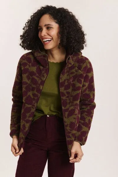 Tranquillo Tranquillo Teddy-Fleecejacke Alinaa mit recyceltem Polyester - burgundy botanics – Produktbild 6 von 6
