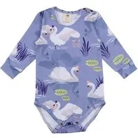 Walkiddy Baby Langarmbody GOTS zertifiziert – 95% Bio-Baumwolle, Lila mit Schwanmotiv, 5% Elasthan, weich & bequem | Walkiddy – Produktbild 1 von 1