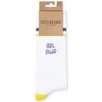 GreenBomb GREENBOMB Grlpwr Tennis Socks - Lässige Socken aus Bio-Baumwoll Mix / hochwertiger Print / Fair & Vegan, Weiß (weiß), – Produktbild 1 von 1