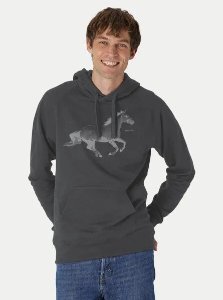 Peaces.bio - handbedruckte Biomode Peaces.bio - handbedruckte Biomode Bio-Herren-Kapuzensweater Horsepower, Graphitgrau, – Produktbild 1 von 2