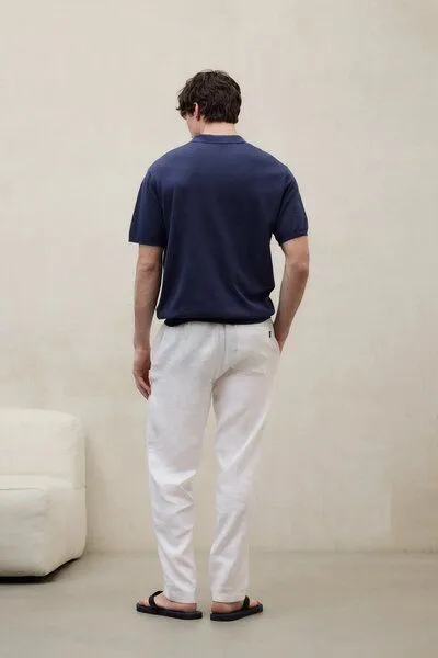 ECOALF ECOALF Polo T-Shirt Olmo aus Bio-Baumwolle und Leinen, Deep navy (dunkelblau), – Produktbild 3 von 4