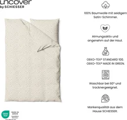 uncover by SCHIESSER Bettwäsche Punto aus edlem Baumwollsatin, 135x200 cm + 80x80 cm, Satin, 2 teilig, OEKO-TEX® MADE IN GREEN – Produktbild 1 von 1