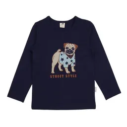 Walkiddy Walkiddy Kinder Langarmshirt GOTS-zertifiziert aus Bio-Baumwolle dunkelblau mit Hunde-Motiv „Crazy Dogs“ – Produktbild 1 von 1