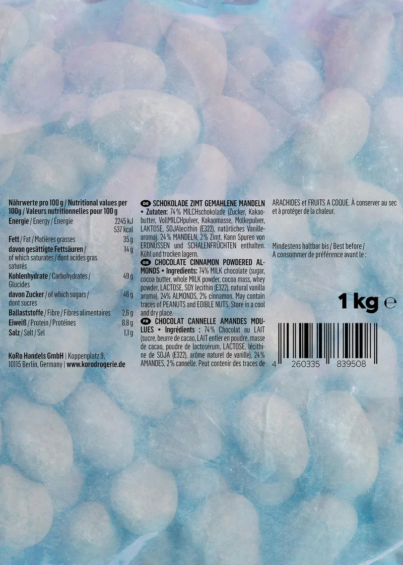 KoRo Schokoladen Mandeln mit Zimt 1 kg – Produktbild 3 von 5