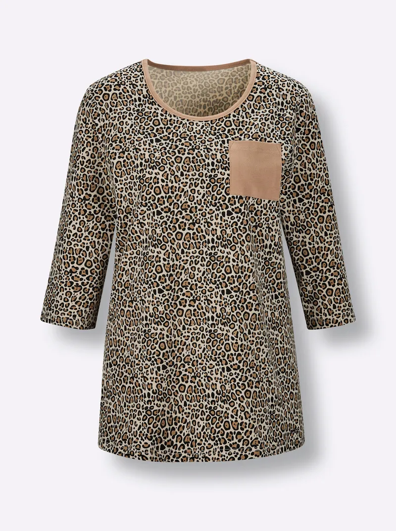 feel good Longshirt sand-schwarz-bedruckt, Sand-schwarz-bedruckt, – Produktbild 1 von 2