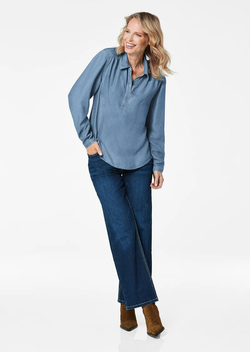 Goldner Bluse Denim in Tencel-Qualität - blau - Gr. 22 von Goldner Fashion, Blau, – Produktbild 2 von 3