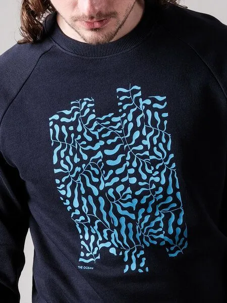 FANTASTIC REALITY STUDIOS Fantastic Reality Studios The Ocean Raglan Sweatshirt – Bio-Baumwolle, Unisex, Blau, – Produktbild 3 von 4