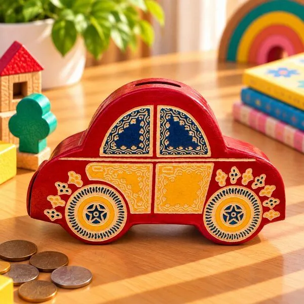 Janselo Auto Kinder-Spardose aus Shanti-Leder in Rot – Produktbild 1 von 4