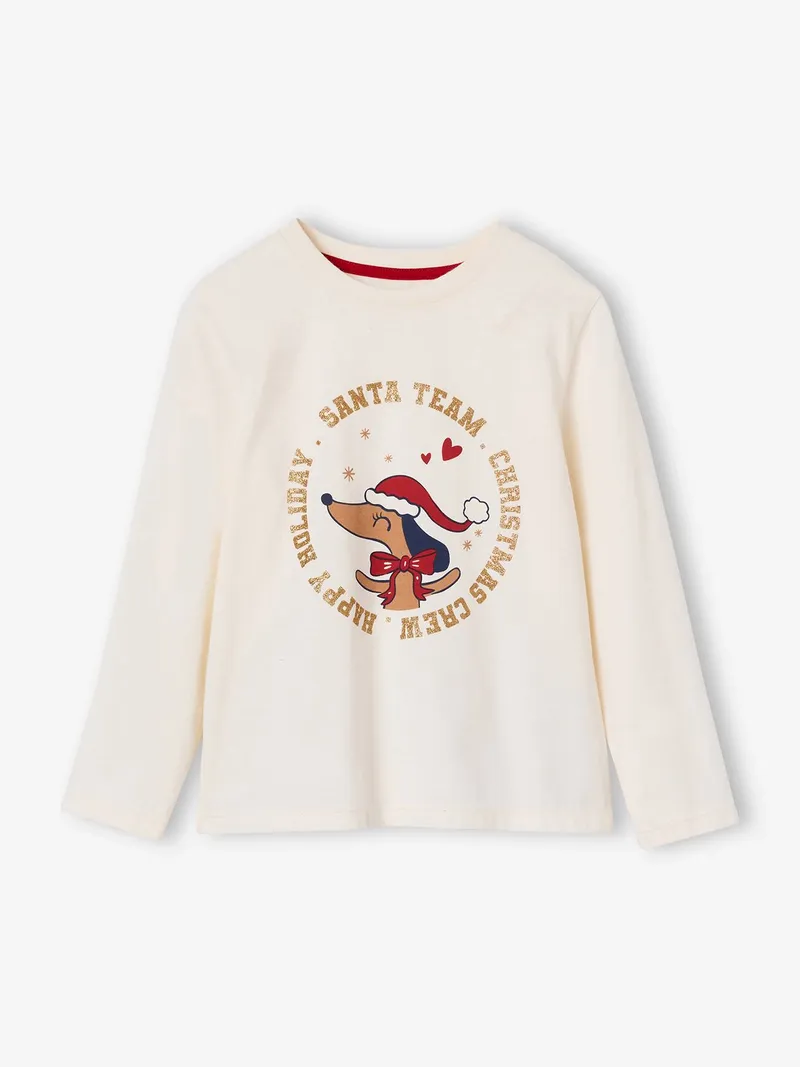 Vertbaudet Vertbaudet Mädchen Flanell-Schlafanzug TEAM SANTA Family Weihnachts-Capsule, Wollweiß, – Produktbild 4 von 4