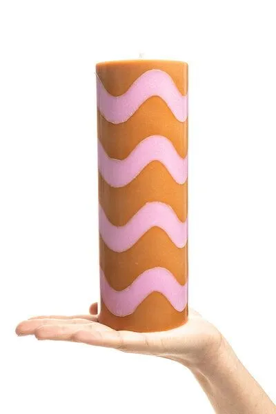 Tranquillo Tranquillo Stumpenkerze GLUMI WAVE, Wax039-orange, – Produktbild 3 von 4