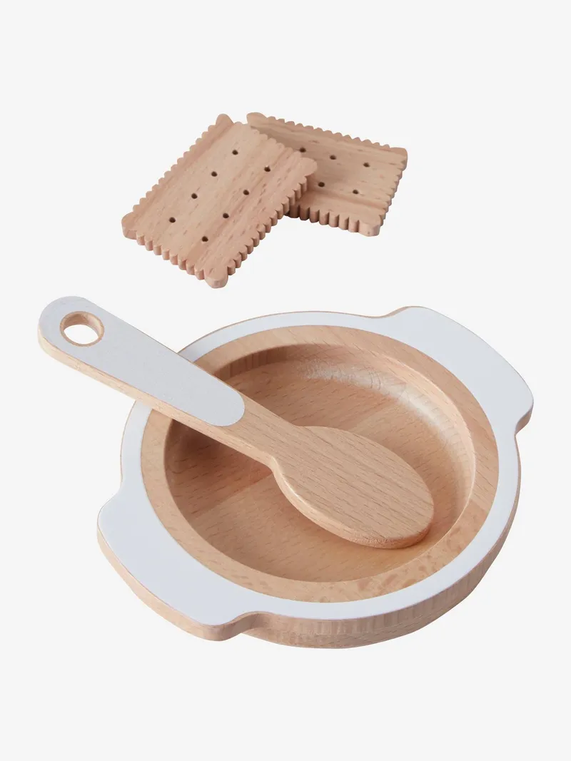 Vertbaudet Puppengeschirr aus Holz FSC®, Weiß/braun, – Produktbild 4 von 4