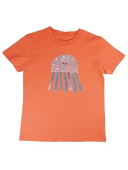 MelaDi Meladi Kinder Shirt aus Biobaumwolle - Qualle auf Orange – Produktbild 1 von 1