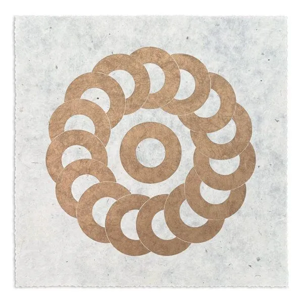 Veskor Cassiopeia Veskor Cassiopeia WARE FARM CIRCLE Kornkreis Linoldruck | 22 × 22 cm | Gold, Schwarz, – Produktbild 3 von 3