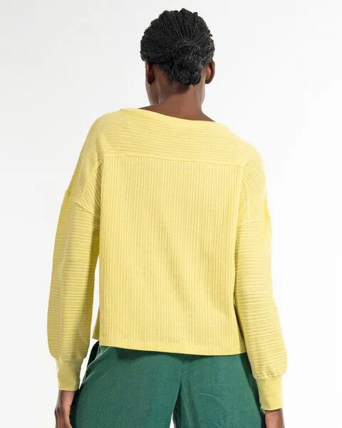 Alma & Lovis Alma & Lovis Shirt im Sweatstil aus feinem Rippen-Jersey | Rib Blouse, Lime (gelb), – Produktbild 4 von 4