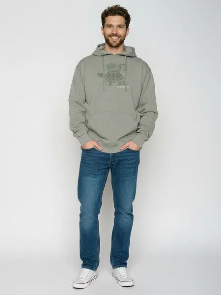 GreenBomb GREENBOMB Turtle Walk Joy - Gemütlicher Hoodie aus Bio-Baumwolle / hochwertiger Print / GOTS / Fair & Vegan, Grau (moos mint), – Produktbild 3 von 4