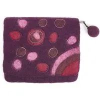 short'n'pietz short'n'pietz handgefilztes Täschchen "Bubble" mit Reißverschluß und Stickerei, Aubergine, – Produktbild 1 von 2