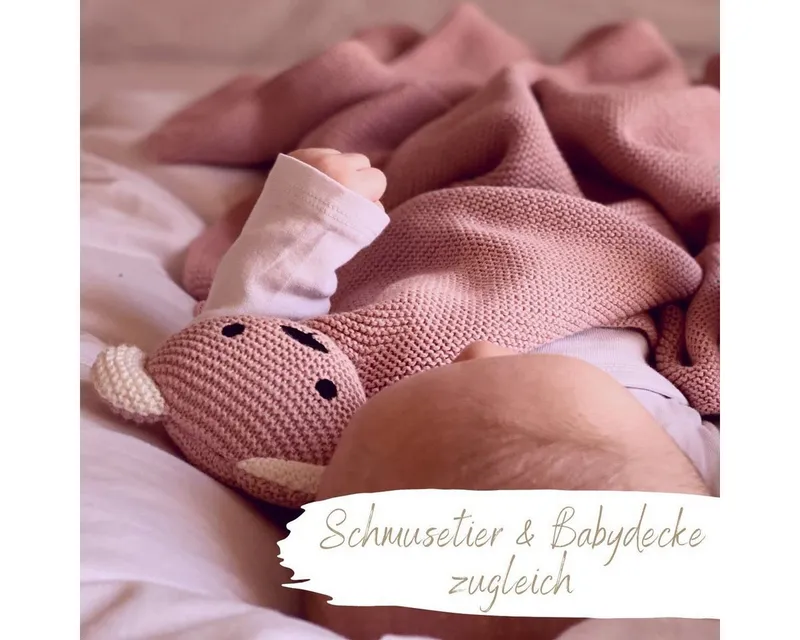 Babydecke DIKOS® Babydecke SCHMUSE-Bär Baby Geschenk Mädchen Junge Geschenkset, DIKOS, Geschenk zur Geburt, PREMIUM Qualität, 100 % BIO Baumwolle, Rosa, – Produktbild 5 von 5