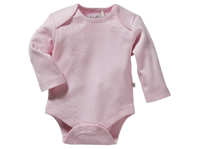 HANS NATUR Baby Langarmbody Bio-Baumwolle hellrosa Gr. 62/68, Rosa, – Produktbild 1 von 2