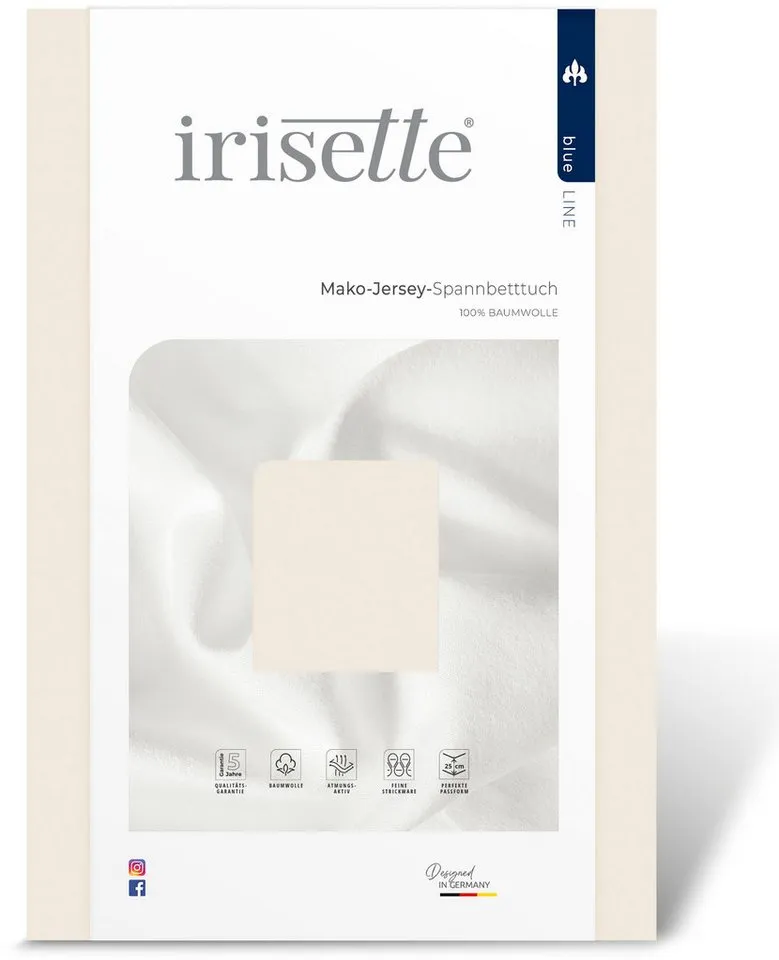 irisette irisette Spannbettlaken Jupiter 8, Mako-Jersey, Gummizug: rundum, (1 Stück), aus Baumwolle, für Matratzen bis 25 cm Höhe, Bettlaken, Spannbetttuch, Beige, – Produktbild 8 von 8